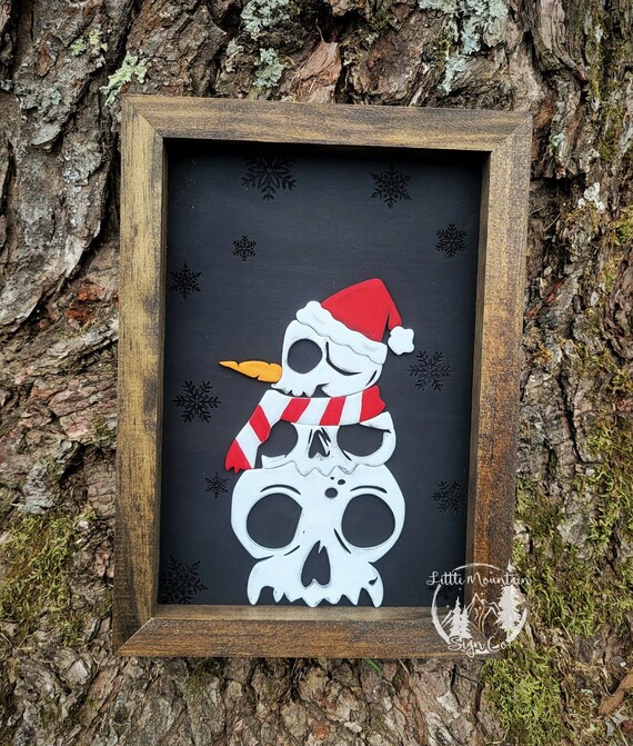 Décoration Sapin De Noël Tête De Mort Avec Chapeau Père Noël - Figurine Gothique Halloween En Résine