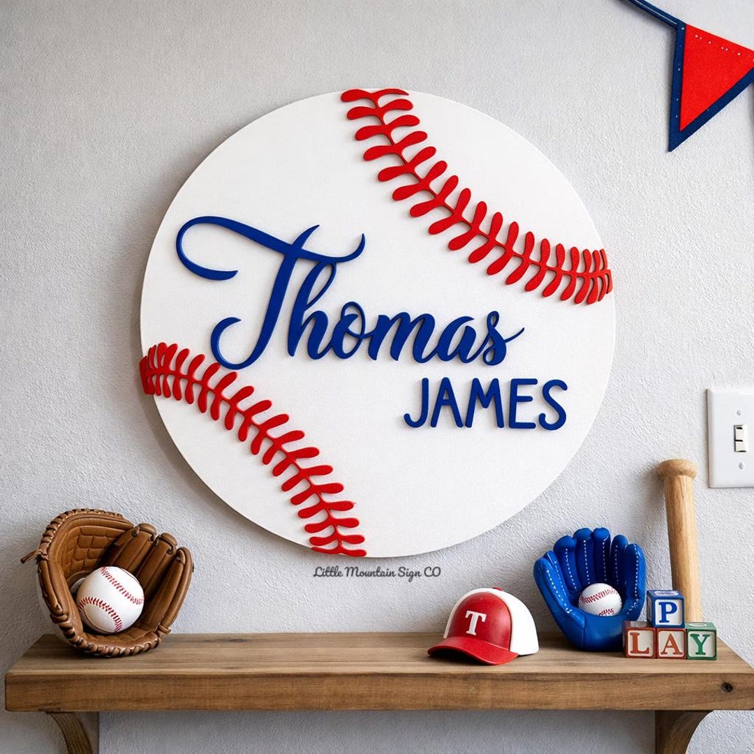 Personalized Baseball Name Sign, Wood Sign, Sports, Nursery, Kids Room ...