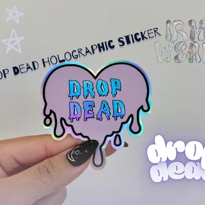 Drop Dead Pastel Holographic Laptop, Window, Water Bottle, Notebook, Phone Case Sticker