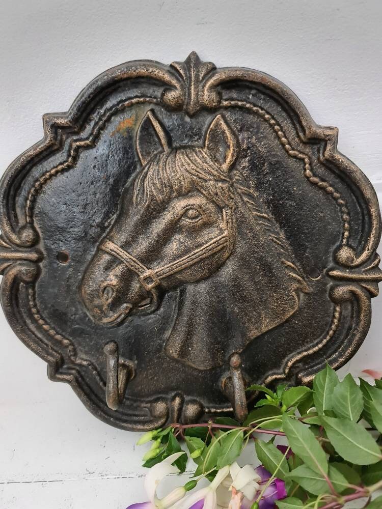 Set Of Two Cast Iron Horses Plaques With Two Hooks On Each. Etsy