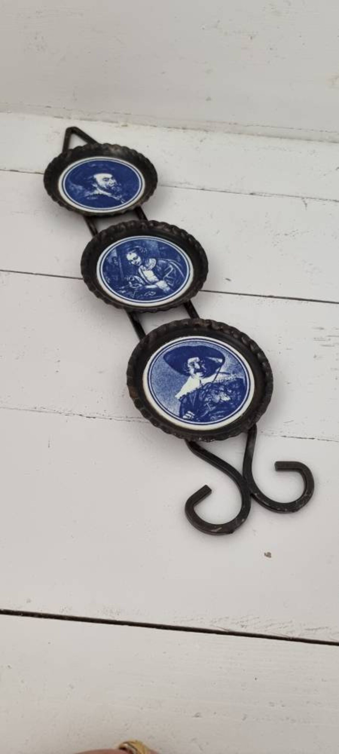 Wall Ornament With Blue Ceramic Details. Etsy
