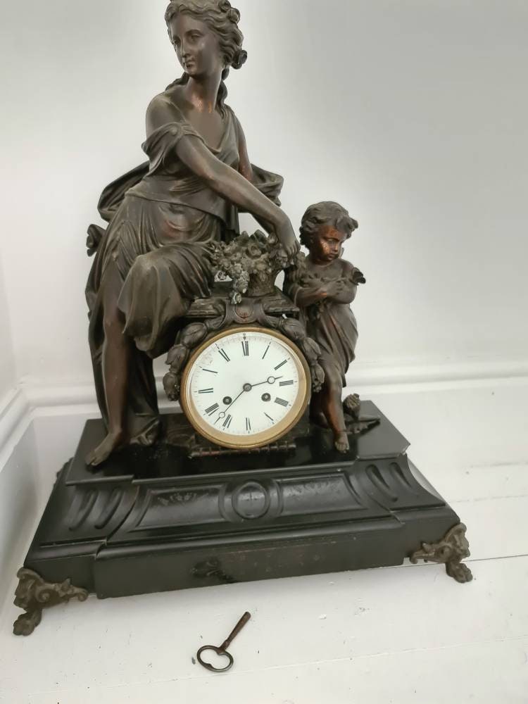 COLLECTIONONLYImpressive French Old Figurine Mantle Clock Etsy