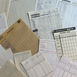 20 tarjetas de puntuación antiguas para bridge, gin, Yahtzee y otros juegos / Selección aleatoria / Perfectas para collages, álbumes de recortes, manualidades, decoración, regalos