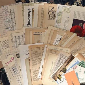 Mais de 75 páginas vintage de livros, revistas, músicas, dicionários / Seleção aleatória de itens efêmeros para álbuns de recortes, colagens, artesanato, decoração, presentes