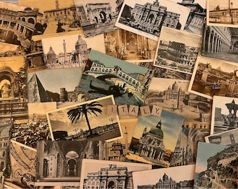 10 cartoline vintage ITALIA / Selezione casuale e inutilizzata / Perfette per il libro degli ospiti di nozze, decorazioni, regali / Roma, Firenze, Venezia, Amalfi