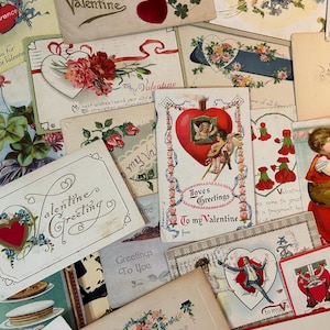 10 vintage Postkarten zum Valentinstag / zufällige Auswahl / die meisten enthalten Inschriften oder Stempel / Perfekt zum Basteln, Dekorieren oder Basteln
