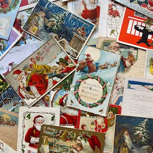 Três cartões postais vintage do Papai Noel / A maioria é usada / Perfeito para decoração de férias, presentes de Natal, etiquetas para presentes, guirlandas, diários de lixo, artesanato