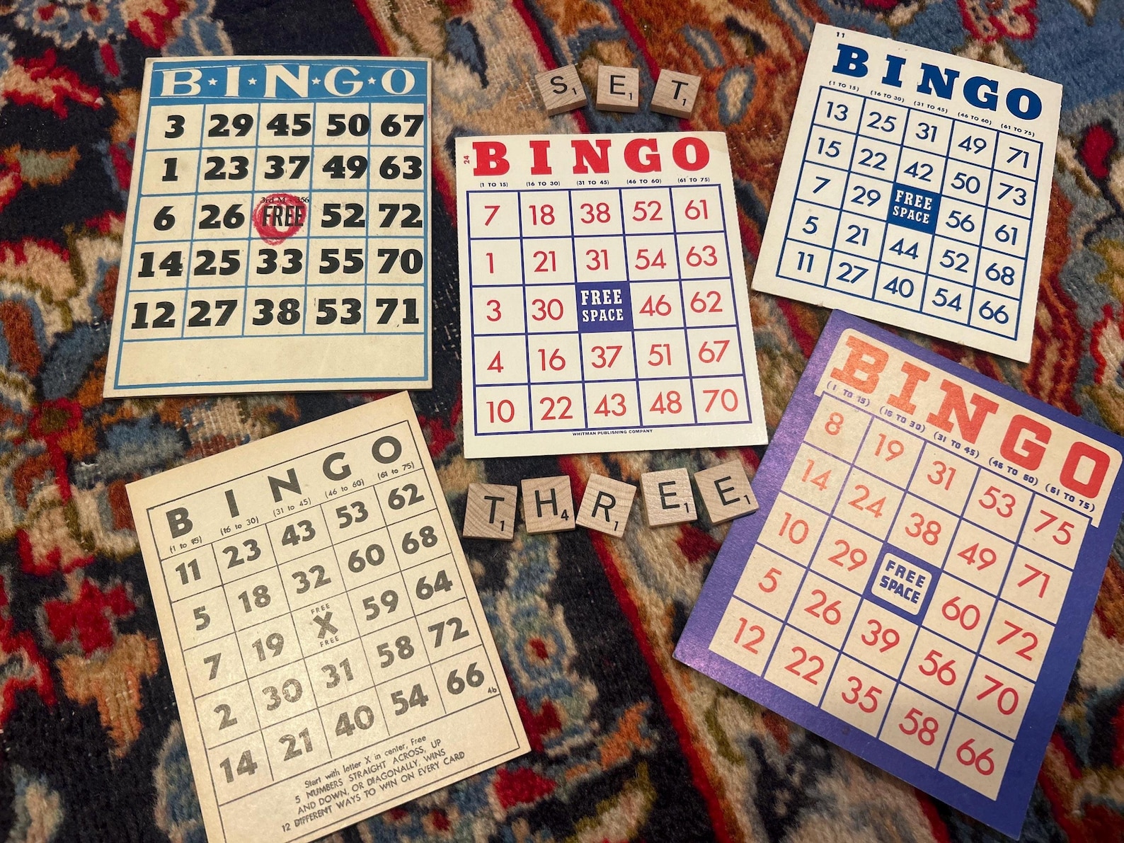 Vintage Bingo Cards, Set of Five — Perfect for Decorating, Scrapbooks ...