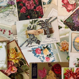 10 cartes postales florales vintage / Sélection aléatoire / Les plus utilisées avec des lettres ou des cachets de la poste / Parfaites pour la Saint-Valentin, travaux manuels, cadeaux, décoration et plus encore