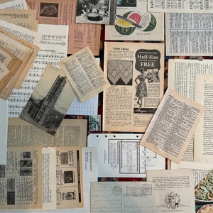One pound of vintage paper / 150 pages from books, magazines, cookbooks, dictionaries / Ephemera for scrapbooks, journals, collages, crafts image 2