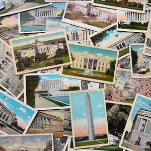 10 vintage WASHINGTON DC postcards, blank and unused / Random selection / Perfect for wedding guest books, mailing, gifts, decor, scrapbooks