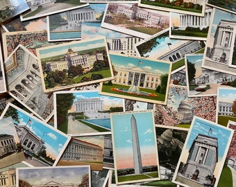 10 vintage WASHINGTON DC postcards, blank and unused / Random selection / Perfect for wedding guest books, mailing, gifts, decor, scrapbooks