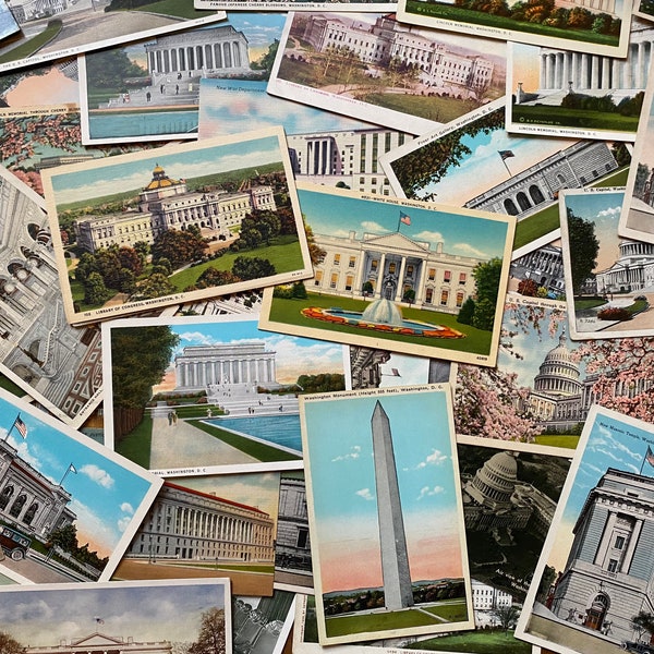 10 vintage WASHINGTON DC postcards, blank and unused / Random selection / Perfect for wedding guest books, mailing, gifts, decor, scrapbooks