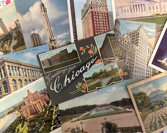 10 vintage CHICAGO postcards, blank and unused / Random selection / Perfect for wedding guest book, save the dates, mail, decor or gifts