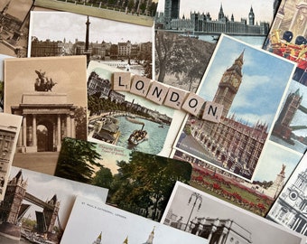 10 vintage LONDON postcards, blank and unused / Random selection / Perfect for wedding guest book, save the dates, mail, decor or gifts