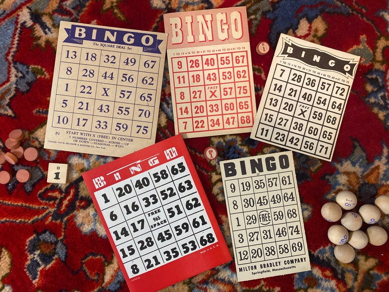 Vintage Bingo Cards Set of Five Perfect for Decorating Etsy