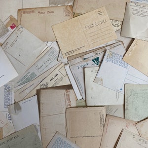 24 weathered, damaged, bent vintage postcards, perfect for junk journals, art projects, collages