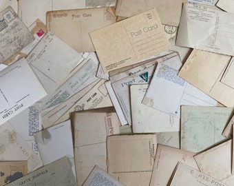 24 weathered, damaged, bent vintage postcards, perfect for junk journals, art projects, collages