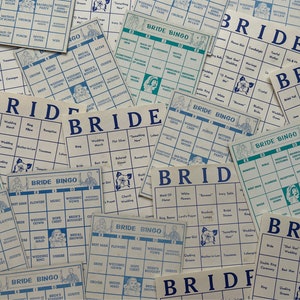 Vintage bride bingo cards for bridal shower or wedding, SET OF SIX, perfect for gifts, cards, parties, decor, scrapbooks, journals