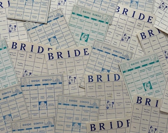 Vintage bride bingo cards for bridal shower or wedding, SET OF SIX, perfect for gifts, cards, parties, decor, scrapbooks, journals