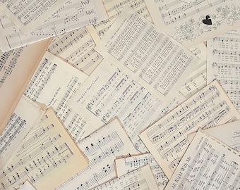 25+ vintage sheet music pages / Random selection / Perfect for scrapbooks, ephemera, decorating, collages, wrapping paper, gifts, framing