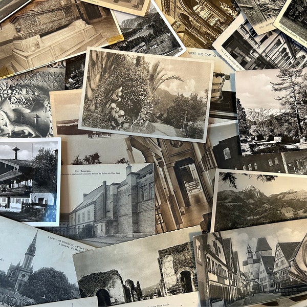 20 black-and-white or sepia vintage postcards — UNUSED and perfect for wedding guest books, save the dates, scrapbooks, journals, decor