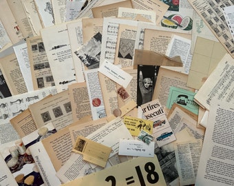 One pound of vintage paper / 200+ pages from books, magazines, cookbooks, dictionaries / Ephemera for scrapbooks, journals, collages, crafts