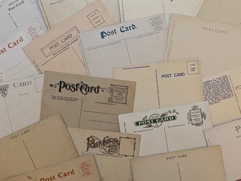 20 unused, blank vintage postcards from 1900s to 1960s perfect for wedding guest books, scrapbooks, journals, Postcrossing, crafts, gifts image 1