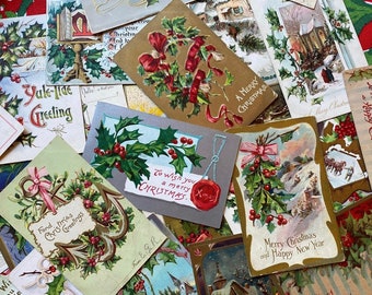 10 vintage Christmas postcards — pick from holly, bells, kids, birds, religious, floral or art deco