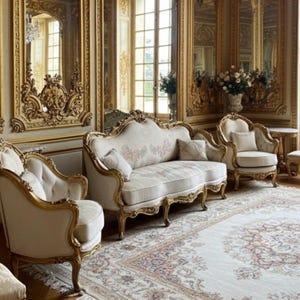 Louis XV 4 Piece Gold Leaf Wood Salon Suite Sofa Set Settee Set - Etsy
