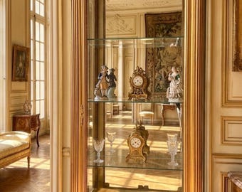Gold Leaf Display Curio Cabinet Baroque Vintage Vitrine Showcase