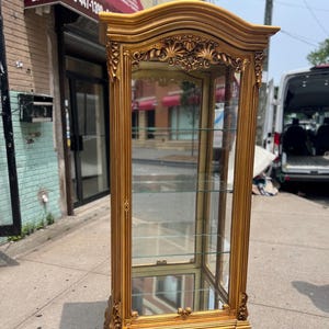 Gold Leaf Display Cabinet Baroque Vintage Vitrine Showcase
