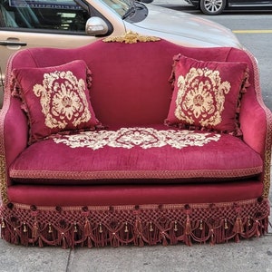 Unique Burgundy Settee Sofa Loveseat