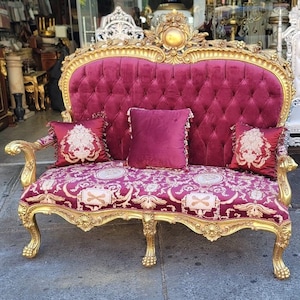 Throne Sofa Settee Love seat in Gold Leaf