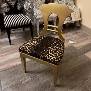 Gold Leaf Leopard Print Accent Chair: Vintage Vanity Chair