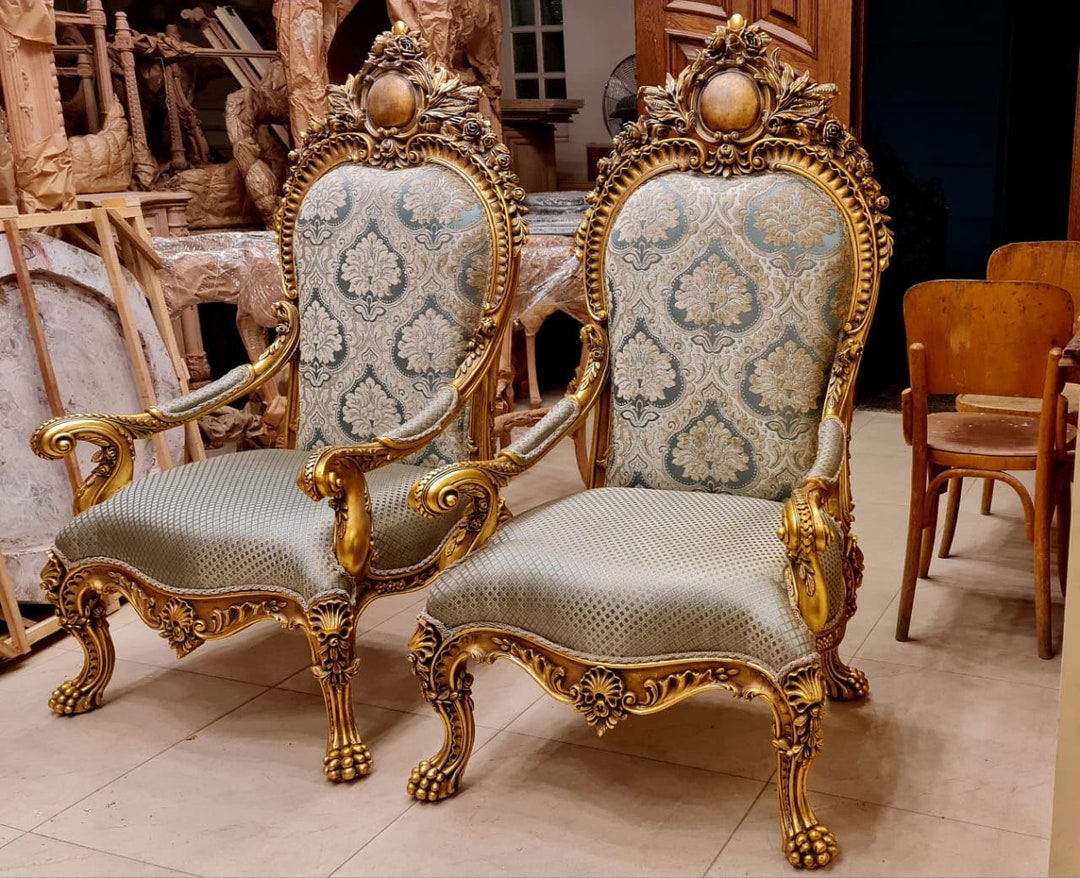 Throne Chair Gold Leaf Arm Chair Etsy