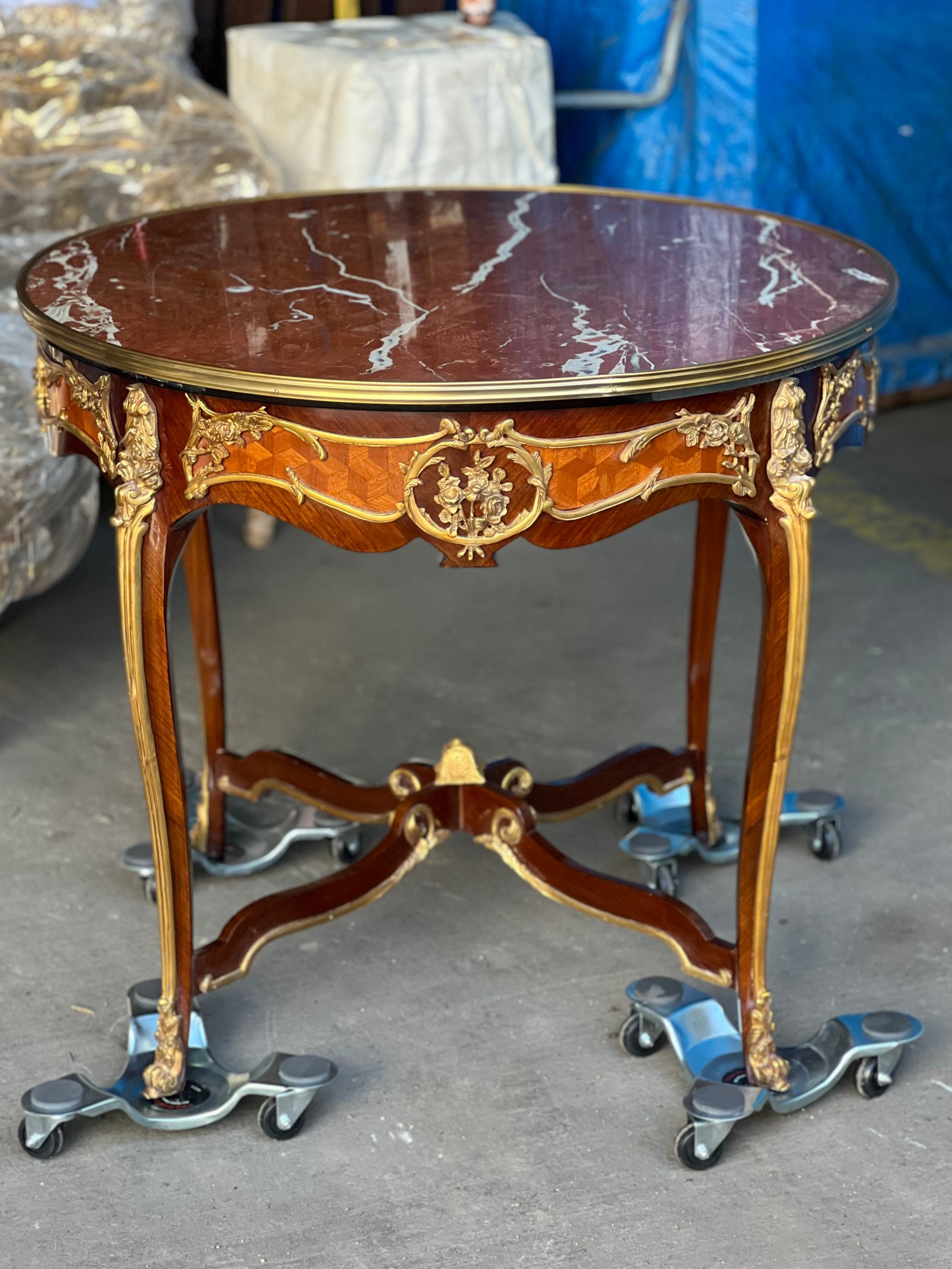 Buy Louis XV Style French Salon Center Table With Rojo Alicante Online in  India 