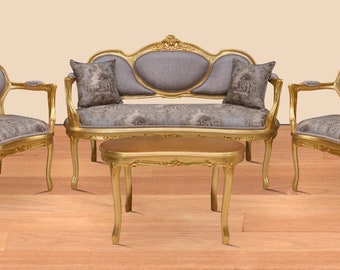 Made to Order Louis XV Four pieces Sofa Set Gold Leaf