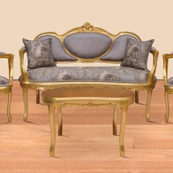 Made to Order Louis XV Four pieces Sofa Set Gold Leaf