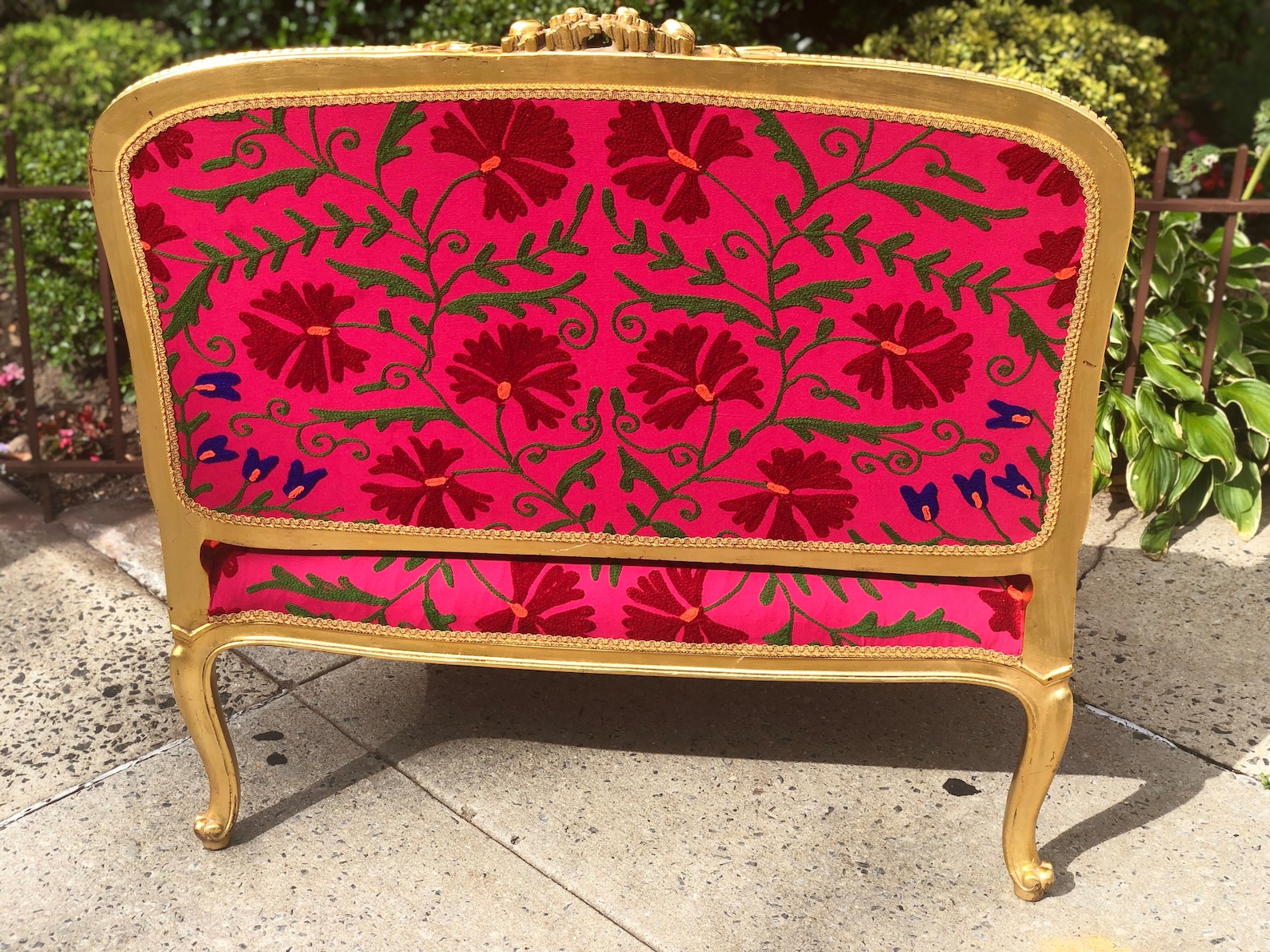 Bohemian French Style Settee Gold Leaf Whimsical Loveseat Etsy