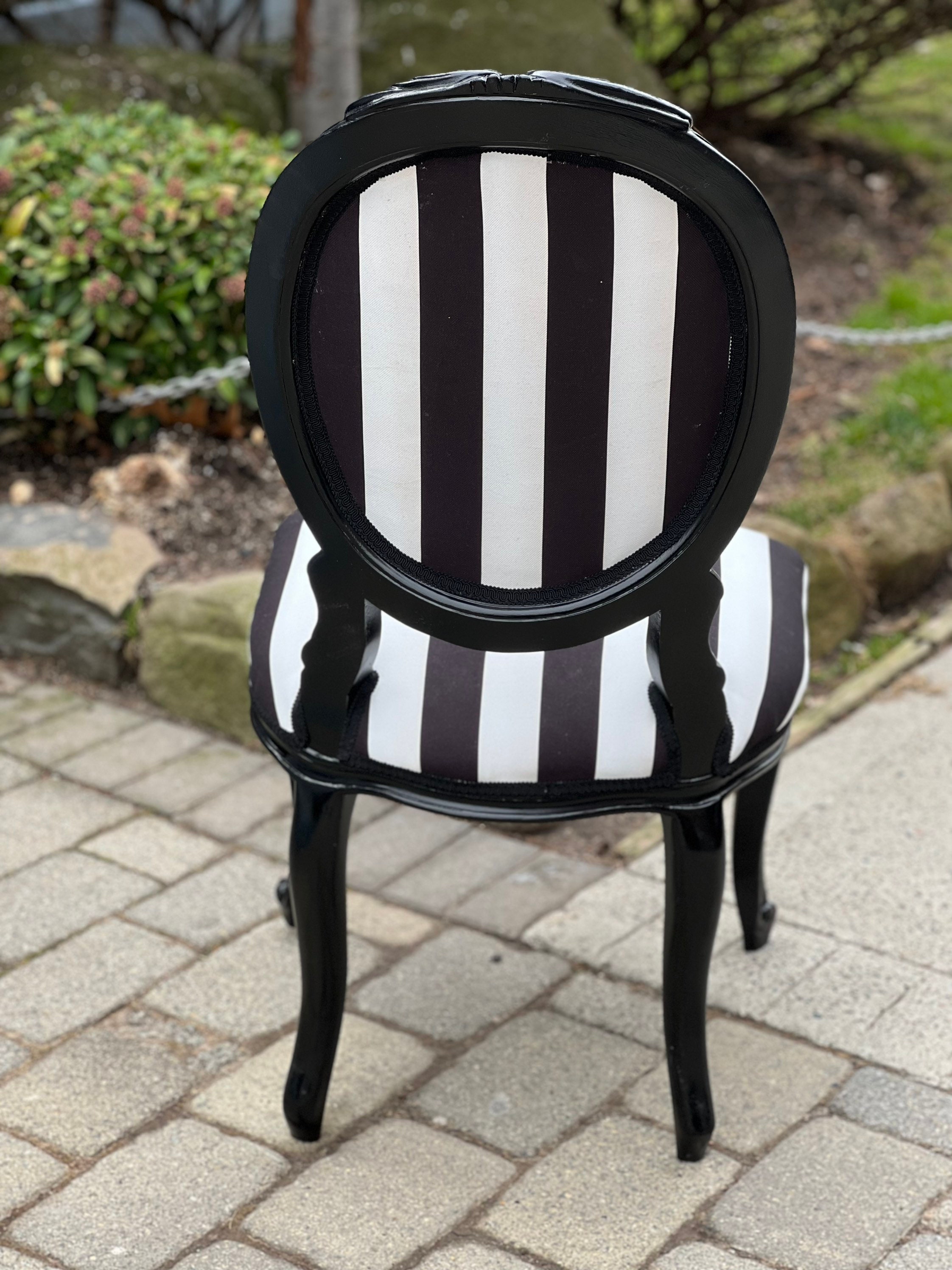 Black and White Stripes Dining Chair Accent Chair End Chair 