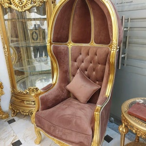 French Style Balloon Throne Chair Tufted Canopy Versailles  Domed Chair in Louis XV Style Free Shipping.