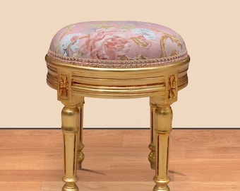 Pink Footstool in Gold Leaf stool small chair