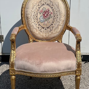 Louis XV Style Gold Gilt Parlor Chair Armchair