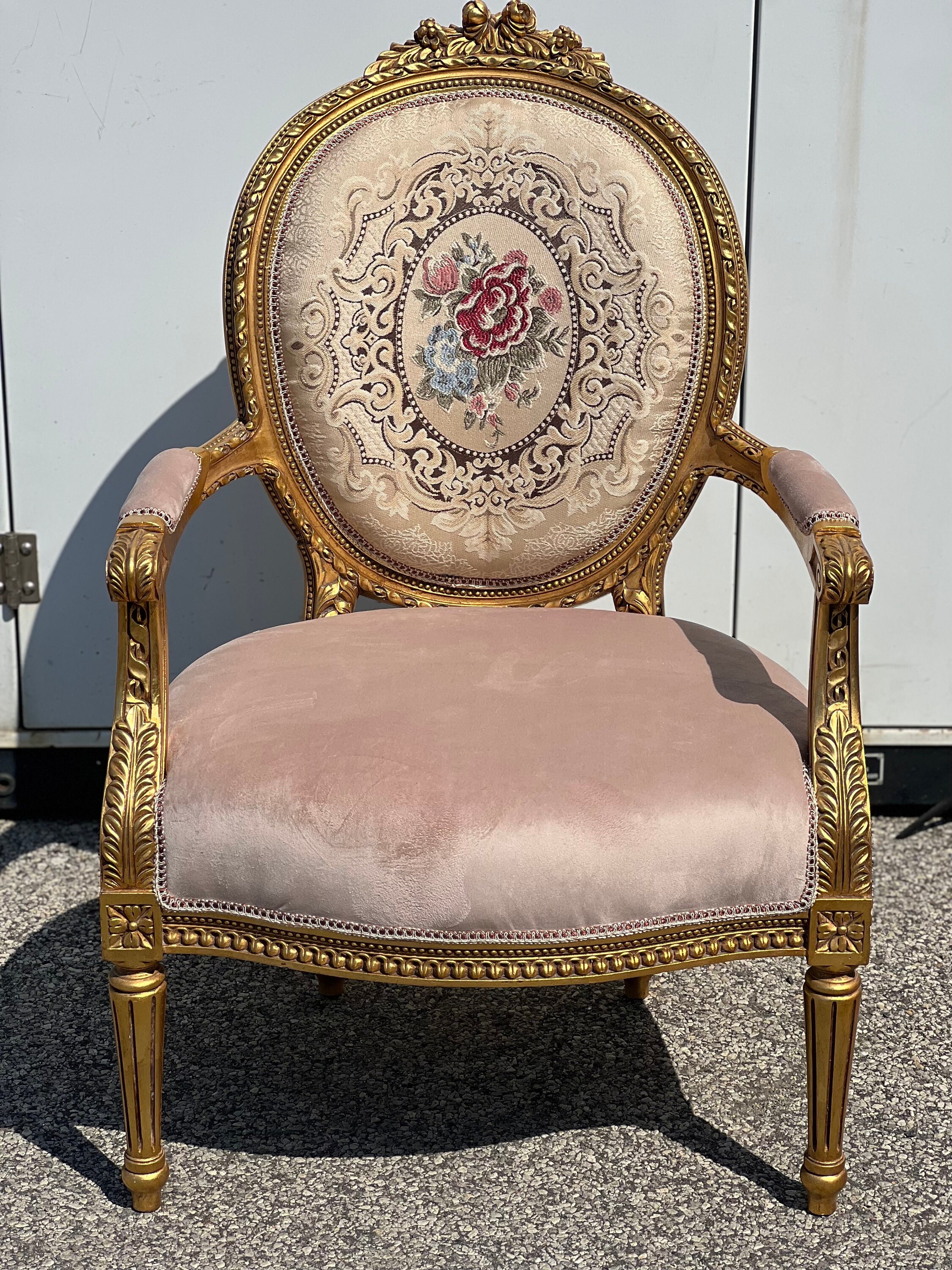 SOLD French Louis XV Style 19th Century Bergère Chair with Mythological  Needlepoint