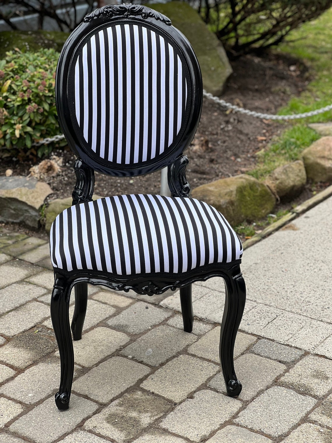 Black and White Stripes Dining Chair Accent Chair End Chair - Etsy