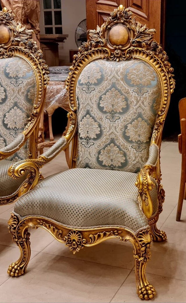 Throne Chair Gold Leaf Arm Chair Etsy
