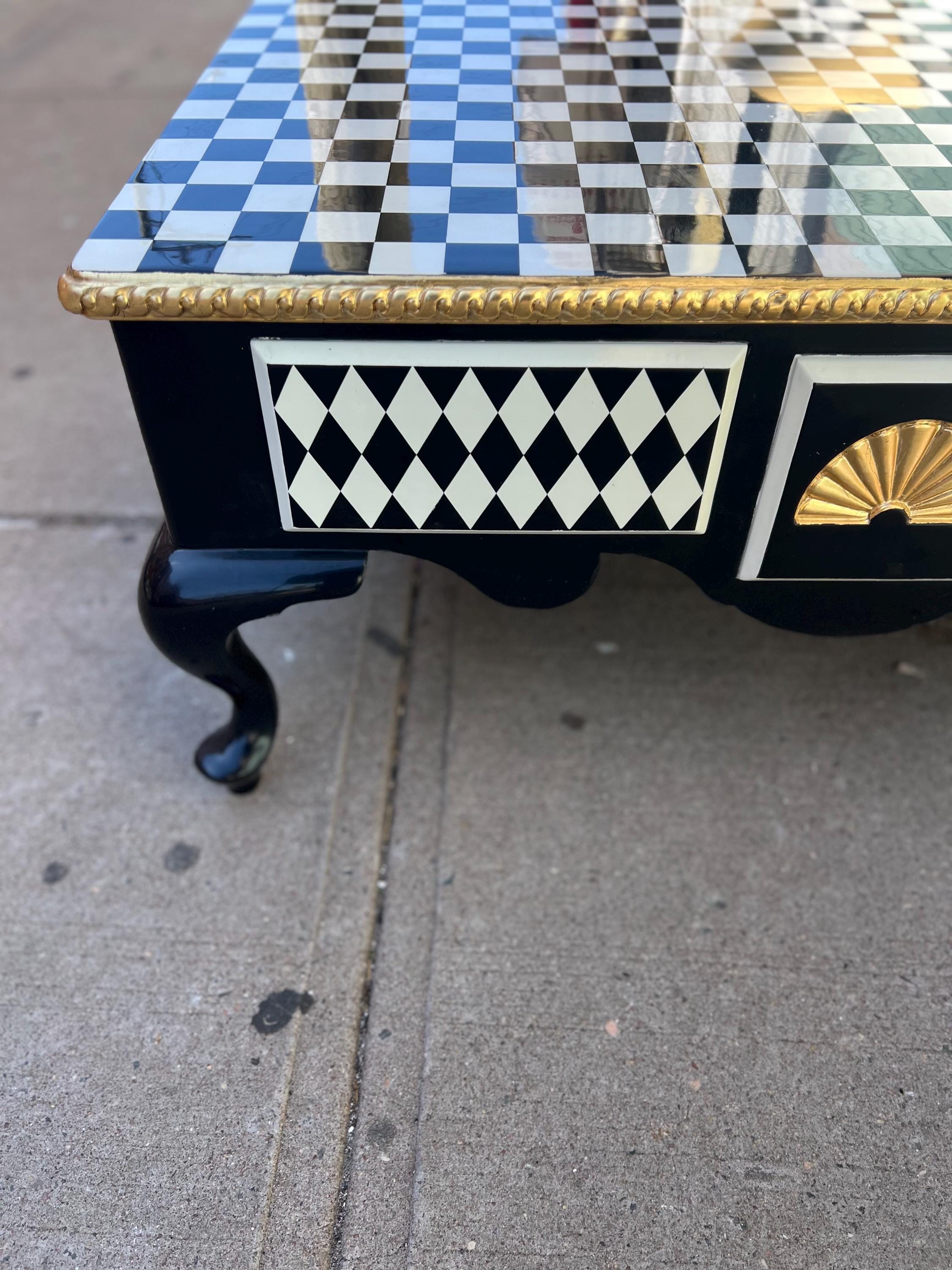 Whimsical Courtly Checkered & Diamond Coffee Table - Etsy