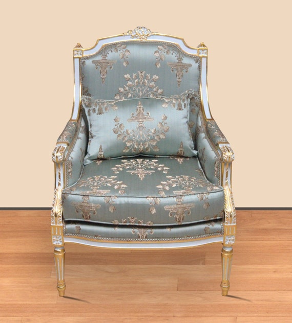 French Chair Light Blue Chair Furniture Baroque Rococo 