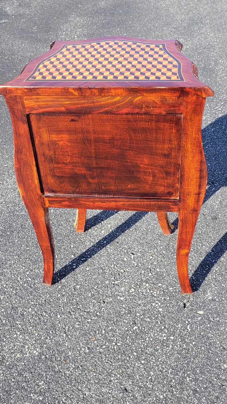 Parquetry Inlay Chest of Drawers Side Table Nightstand - Etsy
